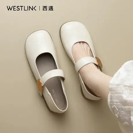西遇法式白色玛丽珍鞋女款2025秋季新款软底芭蕾小皮鞋平底单鞋A图片