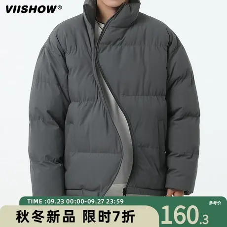 VIISHOW冬季复古不规则拉链立领棉衣男潮牌宽松加厚面包服棉袄商品大图