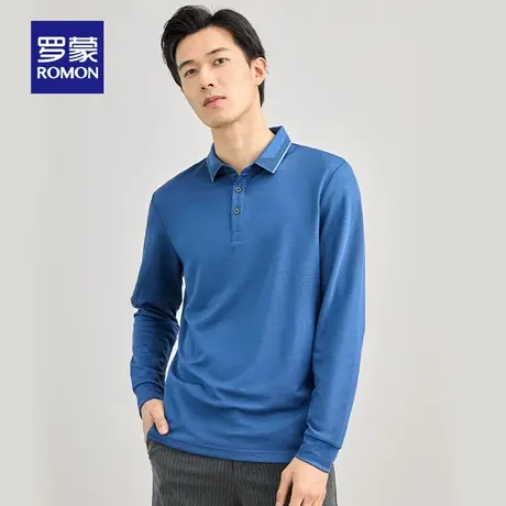 【秒杀清仓】罗蒙含桑蚕丝长袖T恤男春季新款打底衫中青年POLO衫图片
