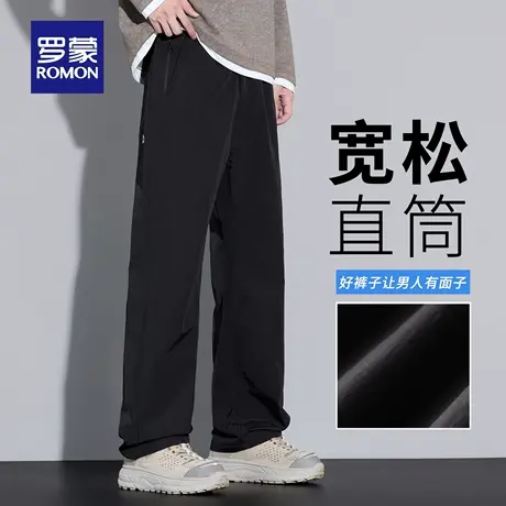 罗蒙男士时尚百搭休闲裤秋季新款宽松直筒阔腿出勤运动长裤子N3Z图片