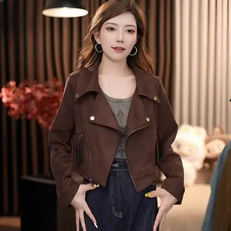 美式复古短款外套女2025秋季新款小个子高级感百搭减龄夹克上衣潮图片