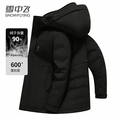 雪中飞短款羽绒服冬季连帽中年男士鸭绒加厚保暖商务休闲男装外套图片