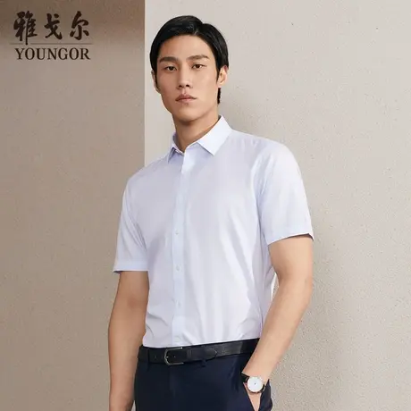 【DP免烫】D系雅戈尔衬衫夏商务休闲短袖条纹新疆纯棉修身衬衣商品大图