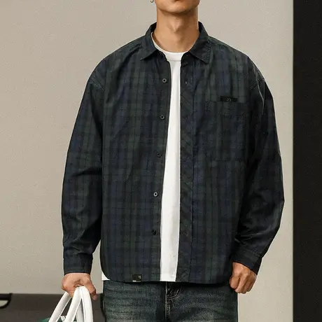 百搭大码轻奢男装高端衬衫时尚潮流休闲百搭纯色上档次衬衣休闲图片