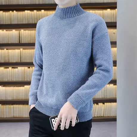 男士韩版高领毛衣潮流个性冬季黄金貂加厚针织衫保暖打底衫线衣服商品大图