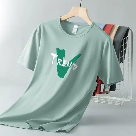 莫代尔冰丝t恤男士短袖夏季上衣服凉感透气半袖速干体恤潮流百搭图片