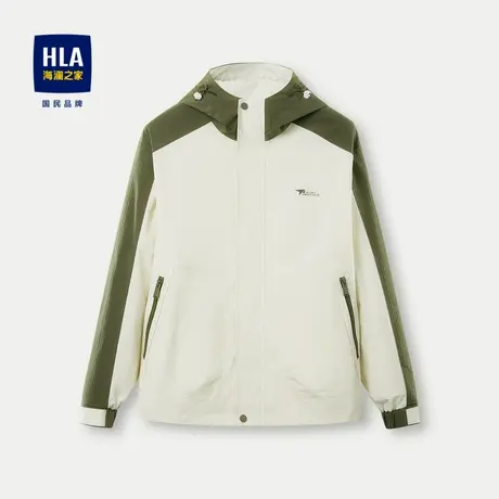 HLA/海澜之家连帽保暖夹克2024春夏新款时尚镶拼耐磨休闲外套男士图片