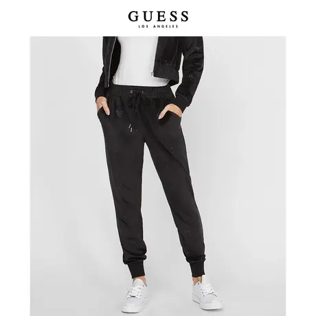 【38上新季】GUESS 女士纯色中腰休闲束脚运动休闲裤商品大图