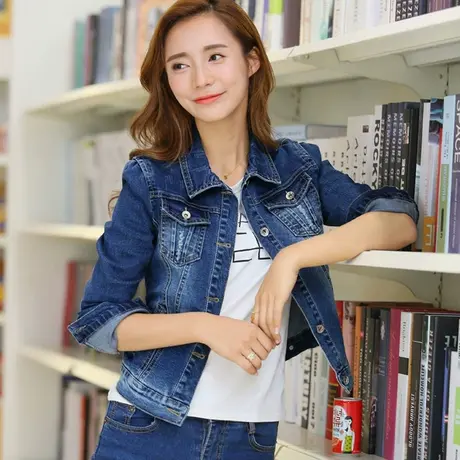 牛仔外套女短款修身韩版潮显瘦学生长袖春秋牛仔服大码上衣弹力图片