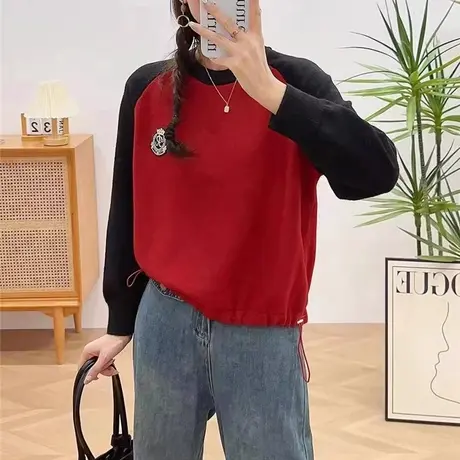 套头毛衣女秋冬2023新款外穿洋气刺绣宽松欧货慵懒风洋气针织上衣图片