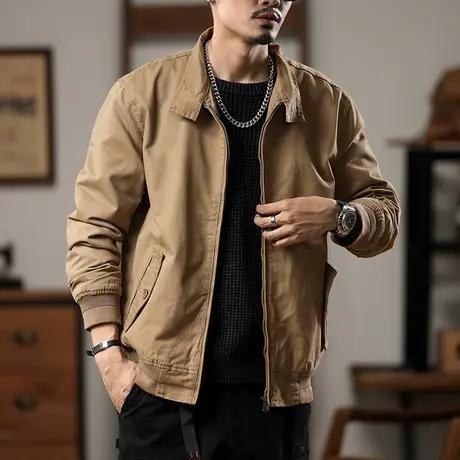 纯色夹克外套男士上档次休闲外套男耐磨外套秋冬款宽松大码商品大图