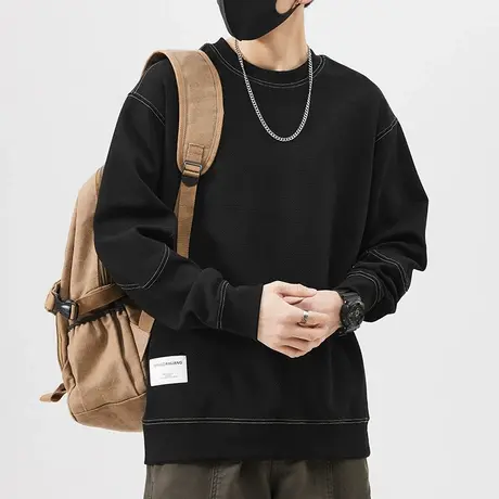 2024新款高级感套头圆领卫衣春秋款男装重磅长袖上衣服春季打底衫商品大图