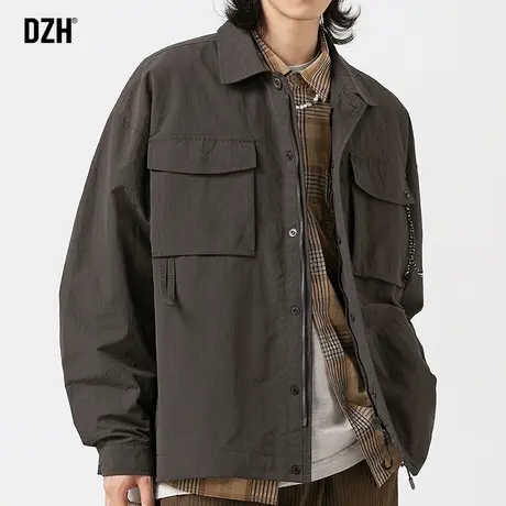 男士美式翻领外套男秋季潮高级感工装休闲夹克2023年新款秋款男装商品大图