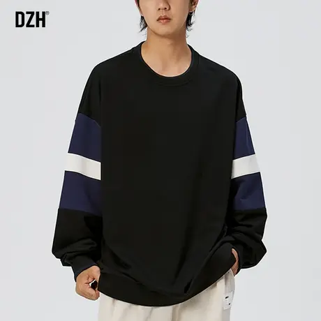 男士拼接卫衣男秋季美式复古潮牌oversize外套2023新款情侣上衣服商品大图