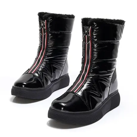 冬季雪地靴女鞋2023新款加厚加绒棉鞋防水时尚白色短筒中筒棉靴子图片