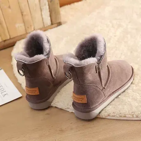 雪地靴女短筒皮毛一体加绒棉鞋2024新款韩版羊毛厚底短靴子女冬潮图片