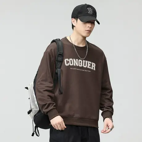 百搭字母印花长袖卫衣圆领大码男士休闲卫衣宽松春秋款休闲卫衣图片