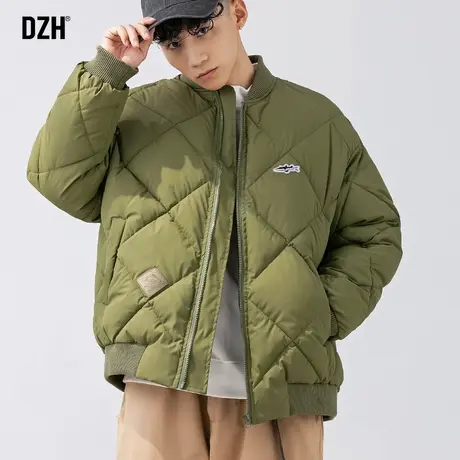 男士军绿色棉服男款冬季菱格棉衣男加厚夹棉外套冬装衣服袄子棉袄图片