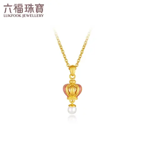 六福珠宝福满传家多巴胺黄金项链镶珍珠足金吊坠套链计价013788NA图片