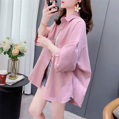 宽松休闲短袖衬衫外套女夏季2023新款慵懒风洋气百搭设计感上衣潮商品大图