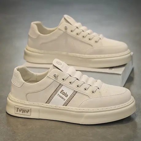 男鞋2024新款春秋季潮流一脚蹬板鞋男士欧洲站真皮运动休闲鞋厚底商品大图