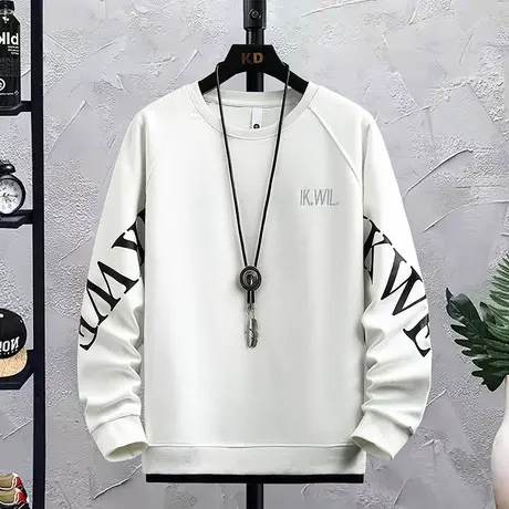 2023秋季圆领卫衣男士宽松休闲长袖男T恤青少年印花上衣服打底衫商品大图