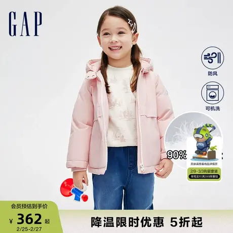 Gap女幼童冬季LOGO儿童羽绒服防风保暖短款合身运动外套837120图片
