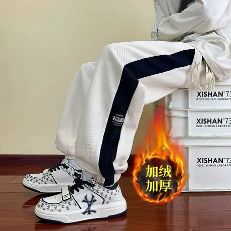 灯芯绒休闲长裤男春秋季美式高街宽松束脚九分裤潮流垂感运动卫裤商品大图