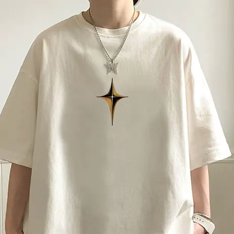 oversize纯棉短袖t恤男夏季内搭圆领宽松半袖重磅体恤潮流打底衫商品大图