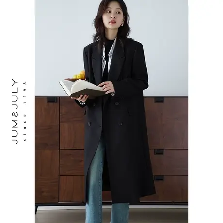 嘉茱莉复古西装外套女气质长款休闲西装大衣新款西装风衣垫肩西服商品大图