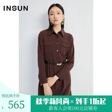 恩裳春秋季女装时尚小尖领经典工装风帅气衬衫连衣裙新图片