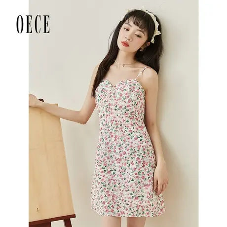 Oece法式吊带裙2023春夏新款女装甜美小碎花连衣裙气质内搭裙子图片