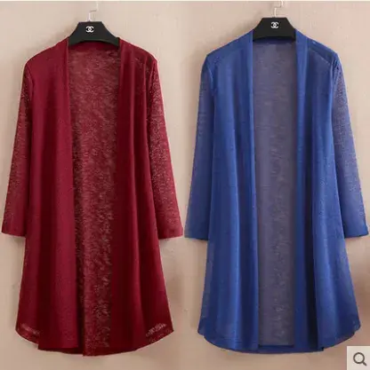 夏季冰丝防晒衣针织衫女外套夏开衫薄款空调衫中长款百搭麻纱披肩图片