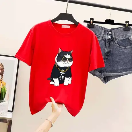 白色短袖t恤女宽松ins潮2023夏装新款韩版百搭超火cec半袖上衣服图片