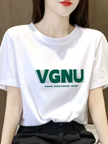 白色仿棉短袖t恤女2023新款夏季小众不撞款胖mm遮肚子藏肉上衣服商品大图