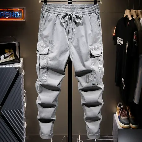 夏天薄款港风潮牌工装裤男直筒宽松百搭休闲长裤子男韩版潮流男士图片