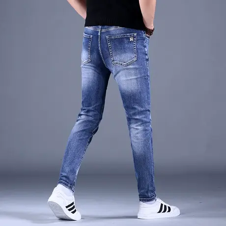 男士高端加绒牛仔裤男款秋冬款潮牌2023新款韩版休闲裤子修身小脚商品大图