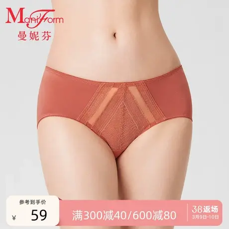 曼妮芬中腰低角裤性感蕾丝女底裤莫代尔内裤女生纯棉全棉底裆短裤商品大图