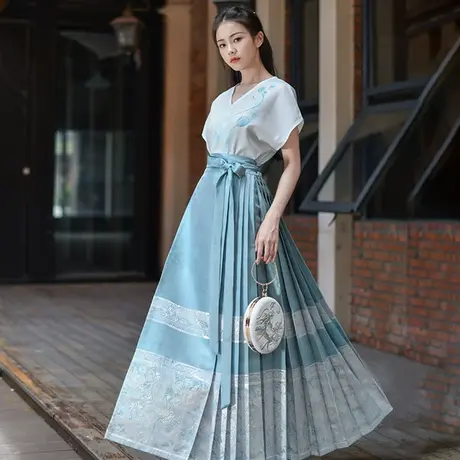 清音丨如梦霓裳原创汉服女装夏季马面裙 改良上衣薄款高腰显瘦款图片