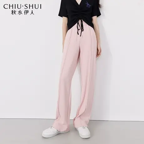 秋水伊人简约百搭时尚休闲裤2023夏季新款女装显高显瘦小个子裤子图片