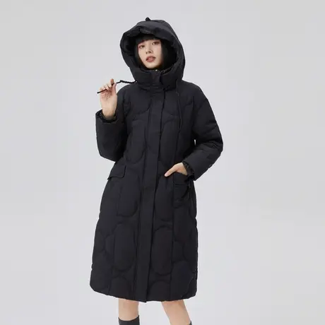 艾莱依长款羽绒服女秋冬季时尚新款2022年连帽设计感高端鸭绒外套商品大图