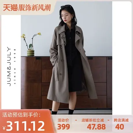 嘉茱莉2023年春秋新款赫本风风衣外套女高级感长款宽松上衣外套商品大图