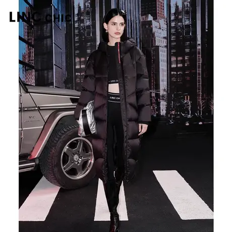 【赵小棠明星同款】LINCCHIC金羽杰23冬新品都市机能长款羽绒服女商品大图