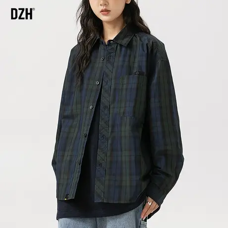 男女同款衬衫男秋季新款休闲外套长袖格子衬衣高级感男装2023新款商品大图