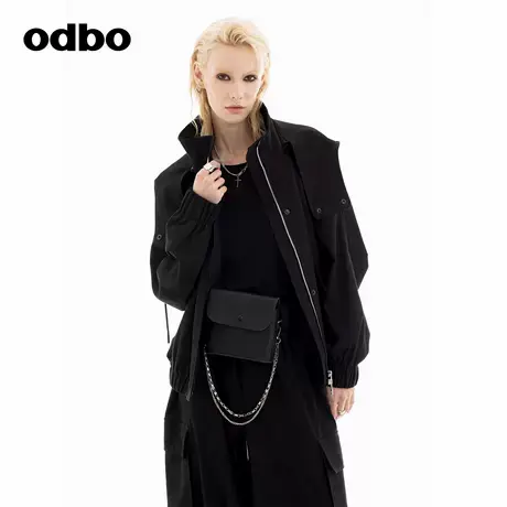 odbo/欧迪比欧时尚单品设计感上衣女款2024秋季新款翻领连帽外套商品大图