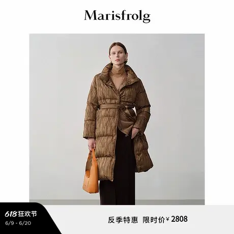 【轻羽系列】玛丝菲尔冬白鹅绒保暖气质长款羽绒服外套图片