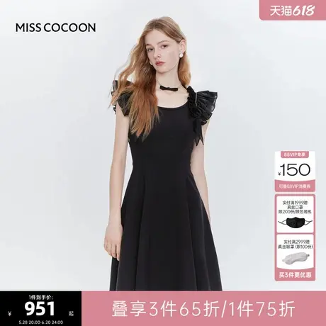 MISS COCOON可可尼收腰小黑裙2025夏季新款无袖小礼裙醋酸连衣裙图片