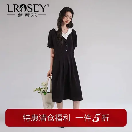 蓝若水大码女装假两件V领雪纺裙胖MM2025夏装遮肚减龄连衣裙图片