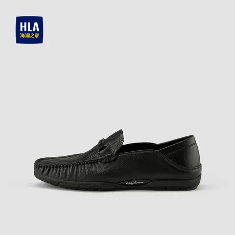 HLA/海澜之家质感牛皮休闲皮鞋纹理吸湿透气字母修饰皮鞋商品大图