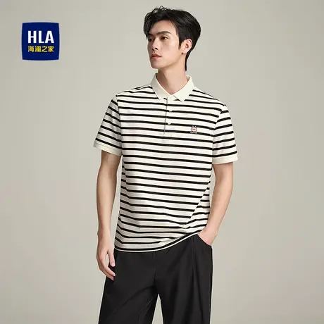 HLA/海澜之家艺术家联名短袖POLO衫2025春夏新款翻领绣花上衣男图片